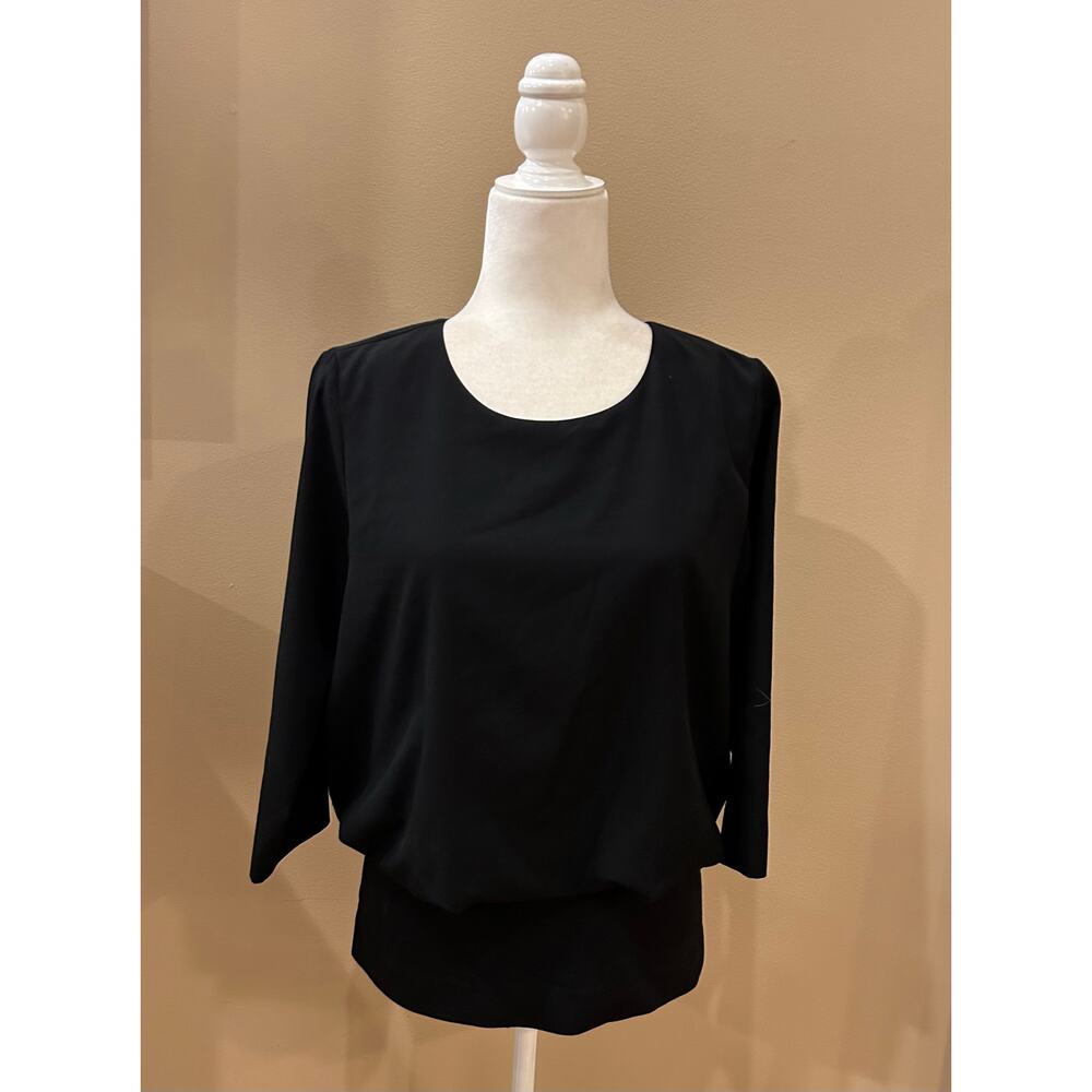 Cabi Black Indulgence Blouse Split Back Banded Wa… - image 2